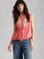 Peony Sleeveless Collared Shirt – Mid Pink | Women’s Summer Top