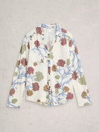 Floral patterned shirt on a light gray background