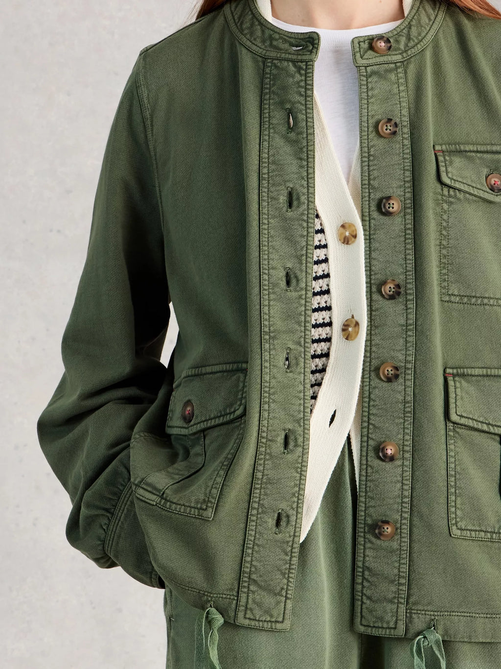 White Stuff Demi Utility Jersey Jacket - Green