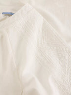 Embroidered Tie Hem Crew Neck Top – White | Women’s Summer Top