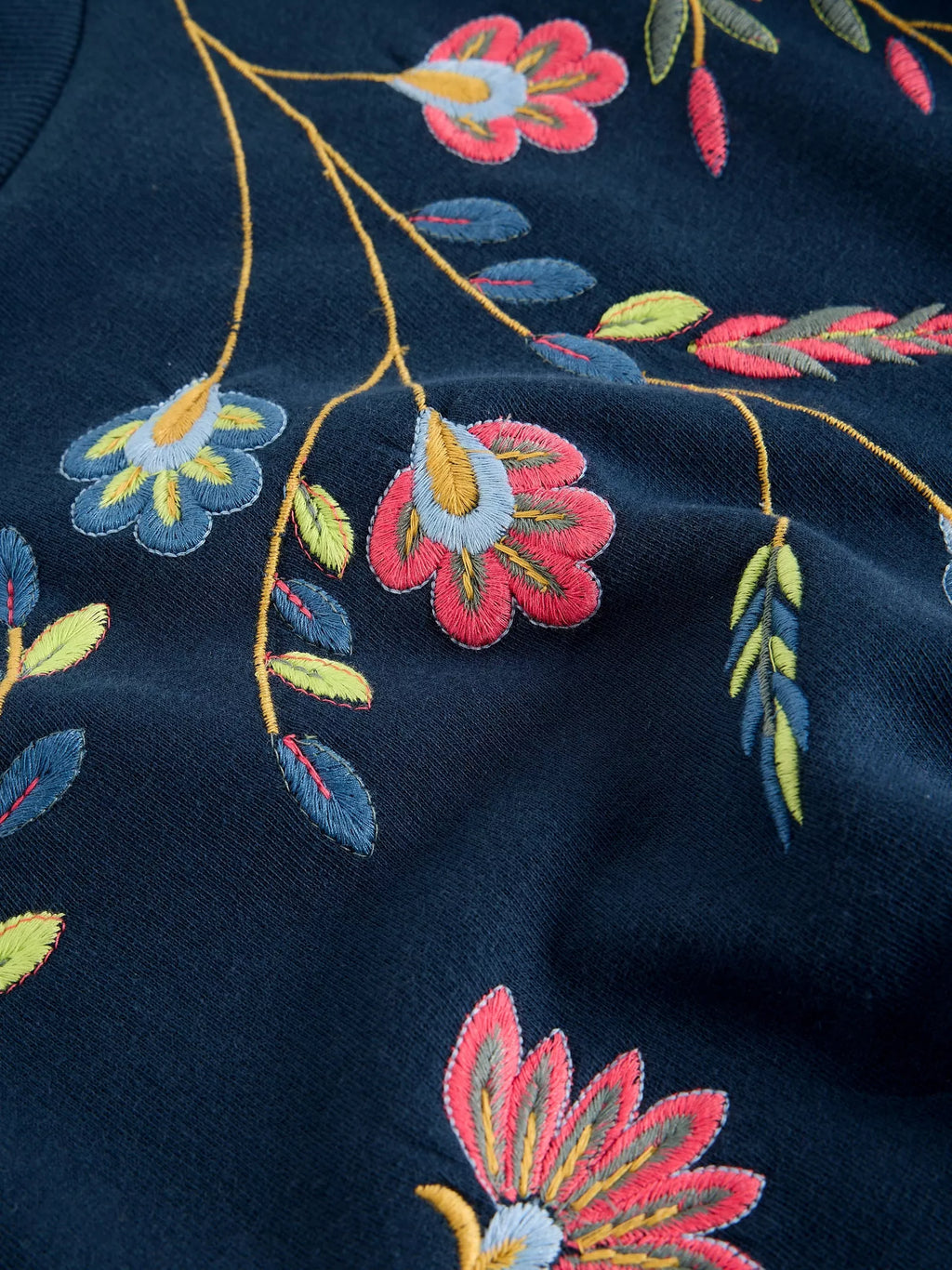 White Stuff Floral Embroidered Sweat - 100% Organic Cotton