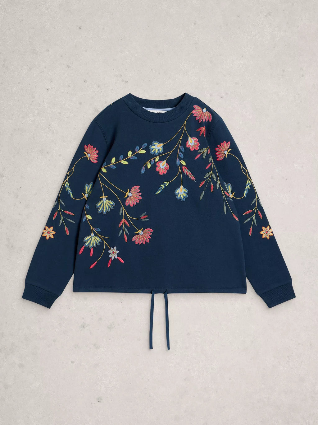 White Stuff Floral Embroidered Sweat - 100% Organic Cotton