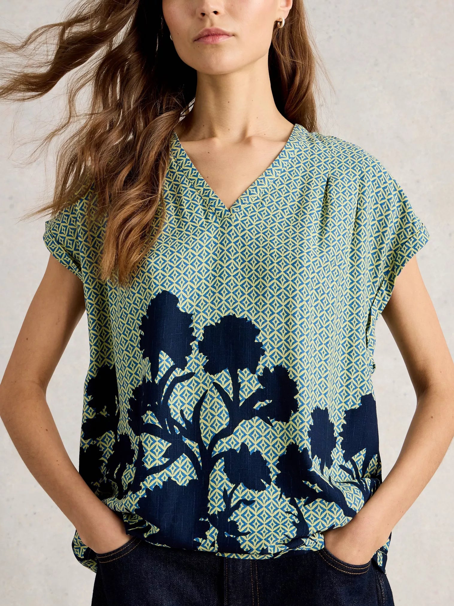 White Stuff - Kate Top – Green Print