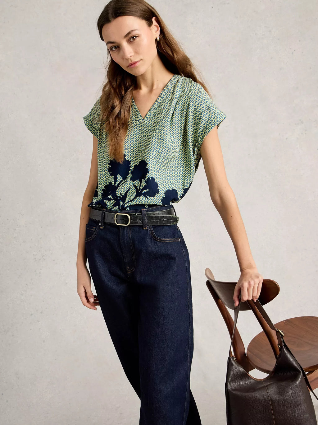 White Stuff - Kate Top – Green Print