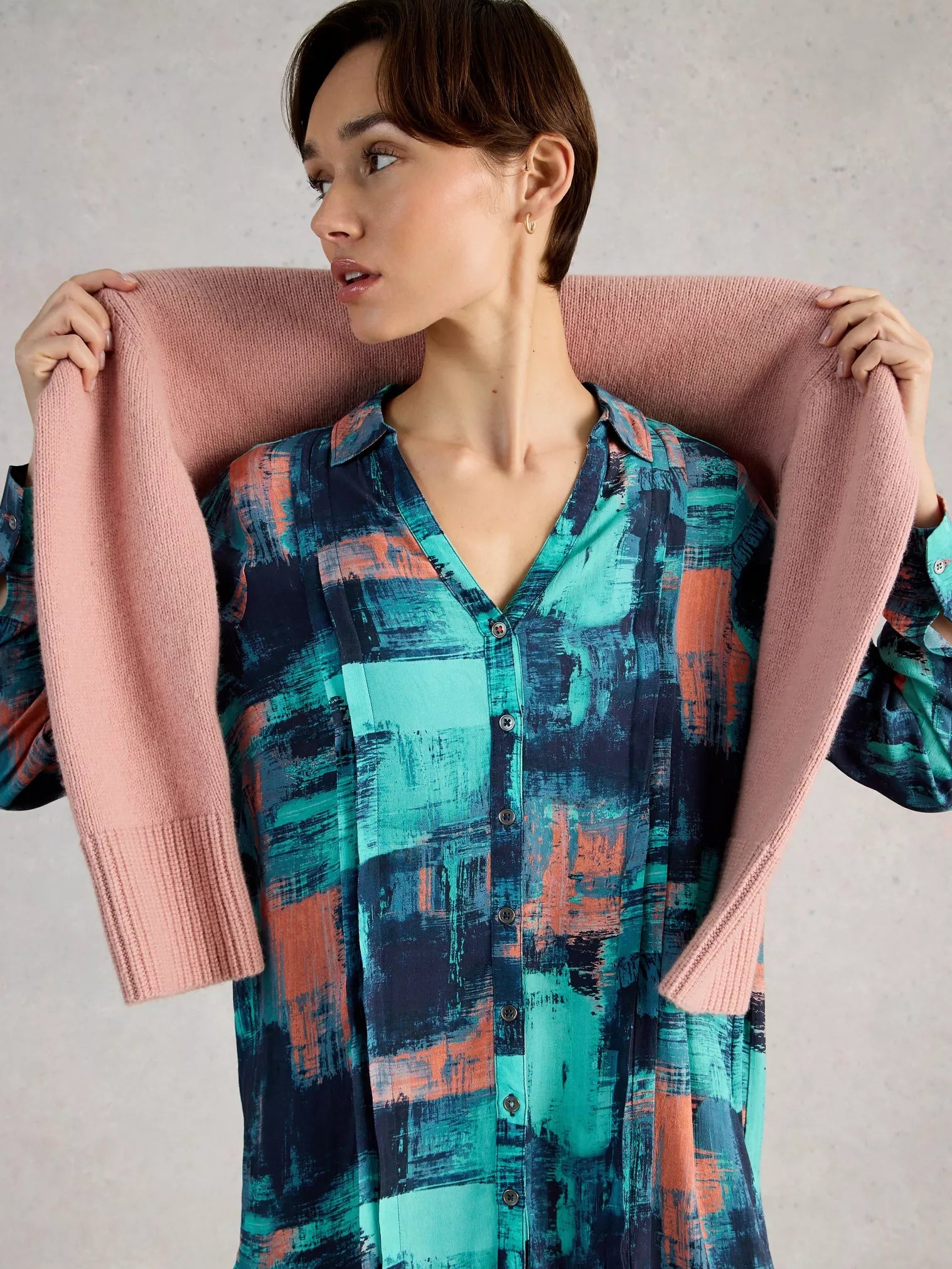 White Stuff Frankie Collared Dress – Navy Multi