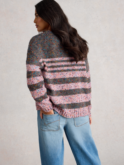 V Neck Textured Jumper – Flecked Knit, Soft Recycled Blend