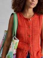 White Stuff Tilly Crochet Tank Waistcoat – Mid Red