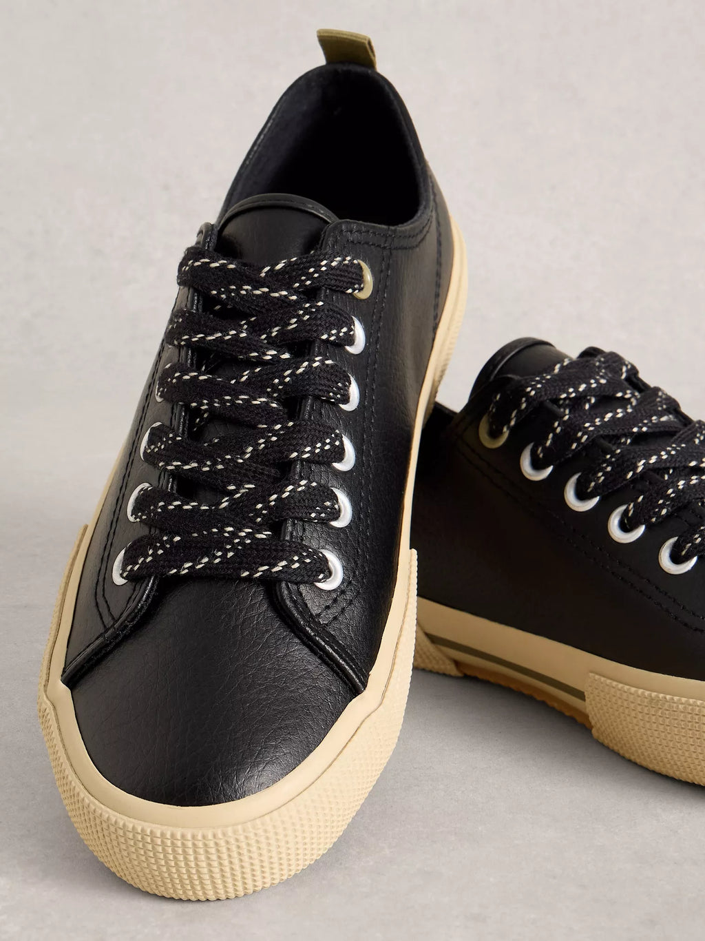 White Stuff Pippa Leather Trainers Black | Flemings Department Store