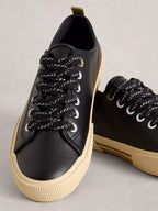 White Stuff Pippa Leather Trainers Black | Flemings Department Store