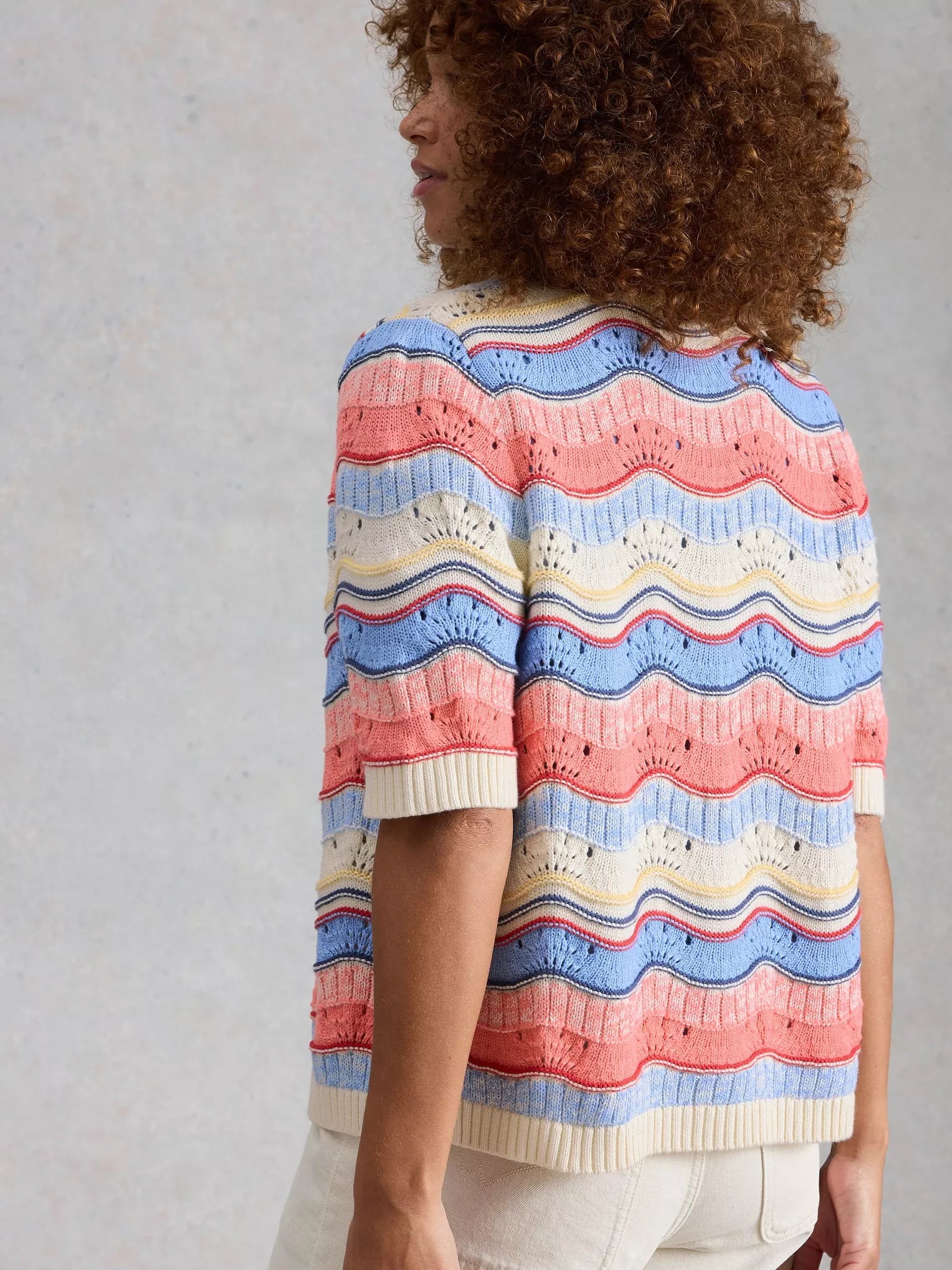 White Stuff Isabella Wavy Cardi – Ivory Multi