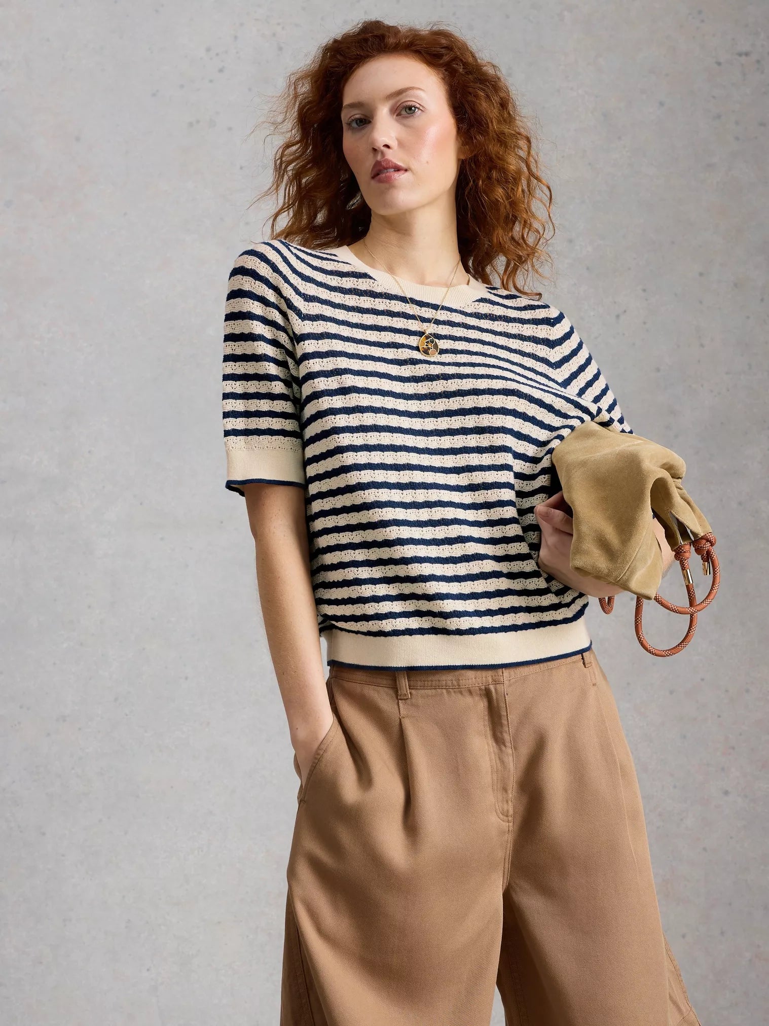 White Stuff Holly Pointelle Knit Tee – Ivory Multi