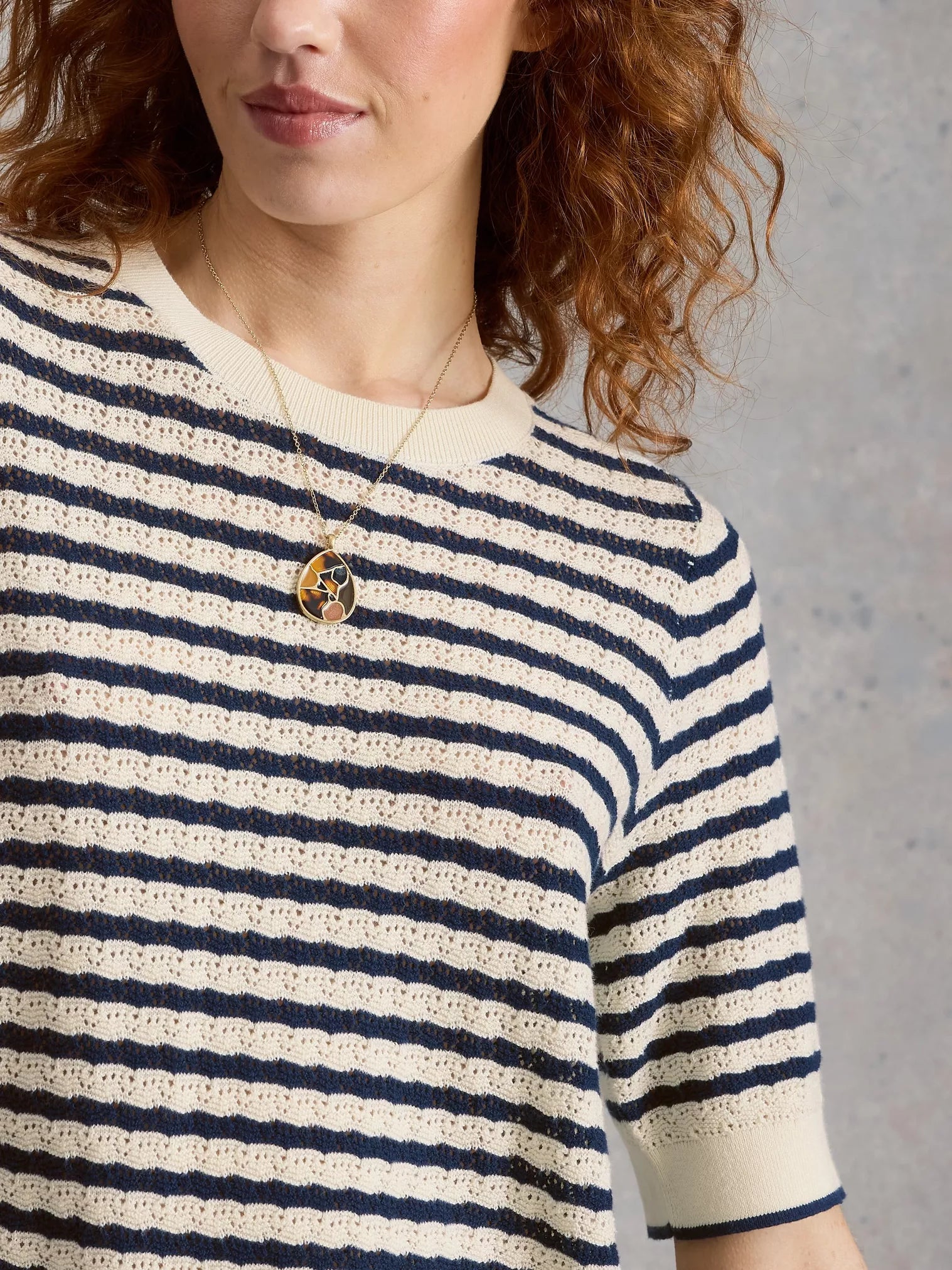 White Stuff Holly Pointelle Knit Tee – Ivory Multi