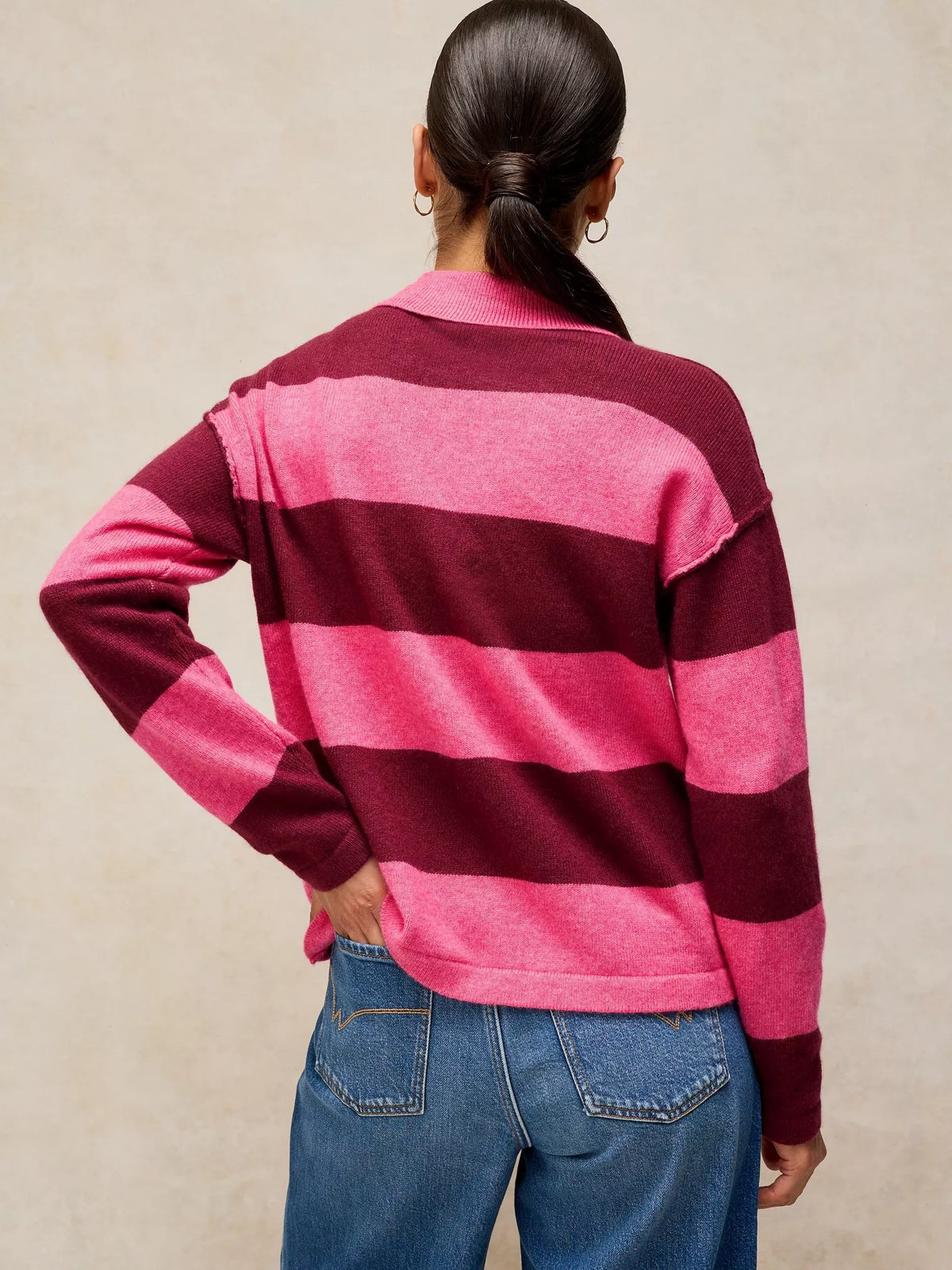 Camilla Stripe Collar Jumper – Pink Multi