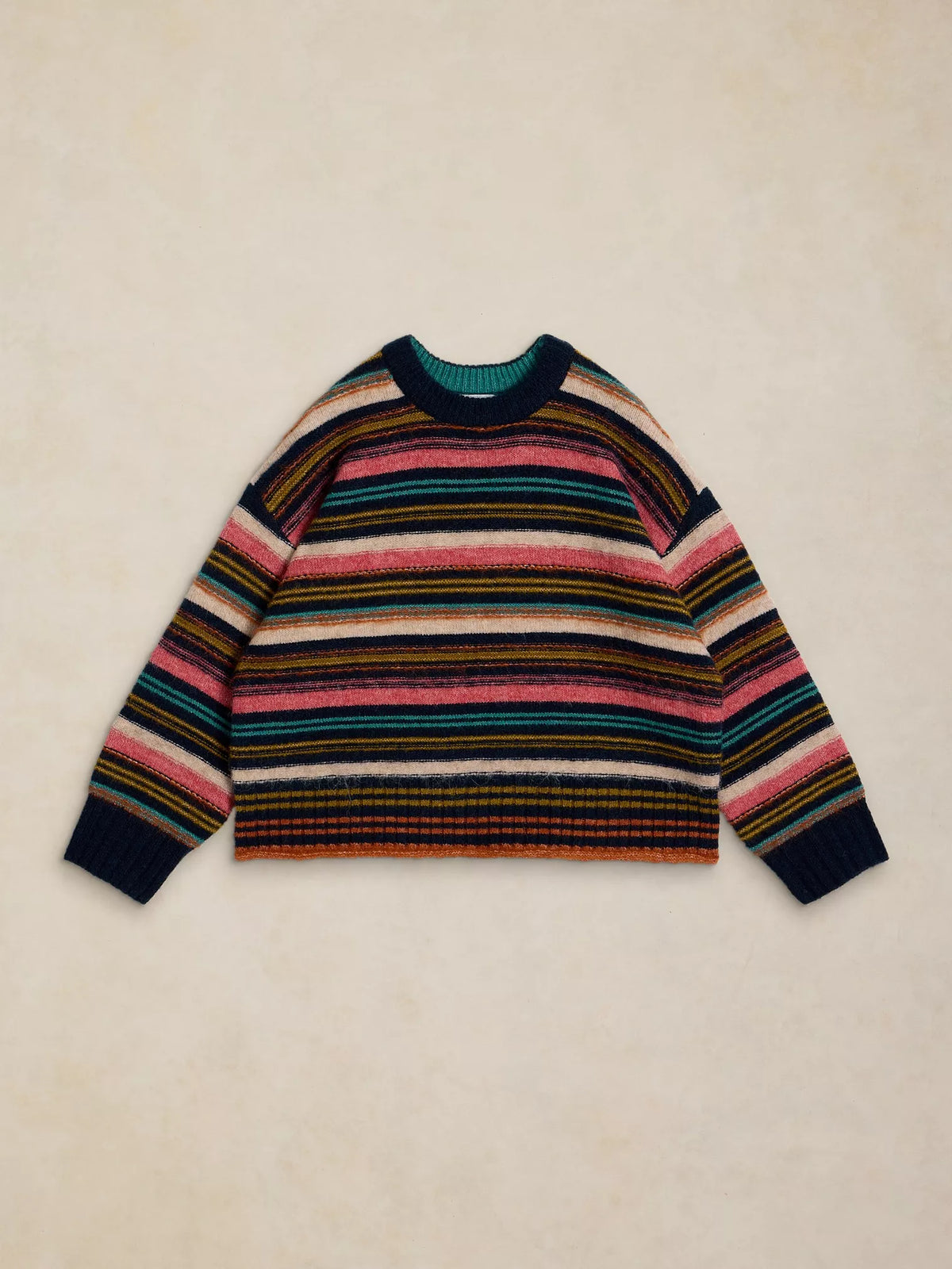 White Stuff Florence Stripe Jumper in Navy Multi front view
