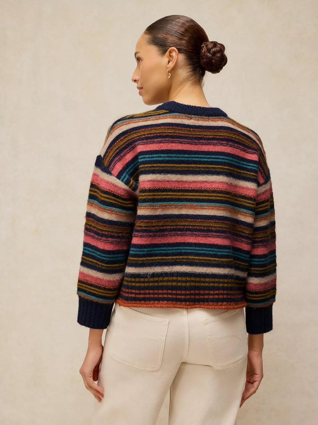 White Stuff Florence Stripe Jumper in Navy Multi back view