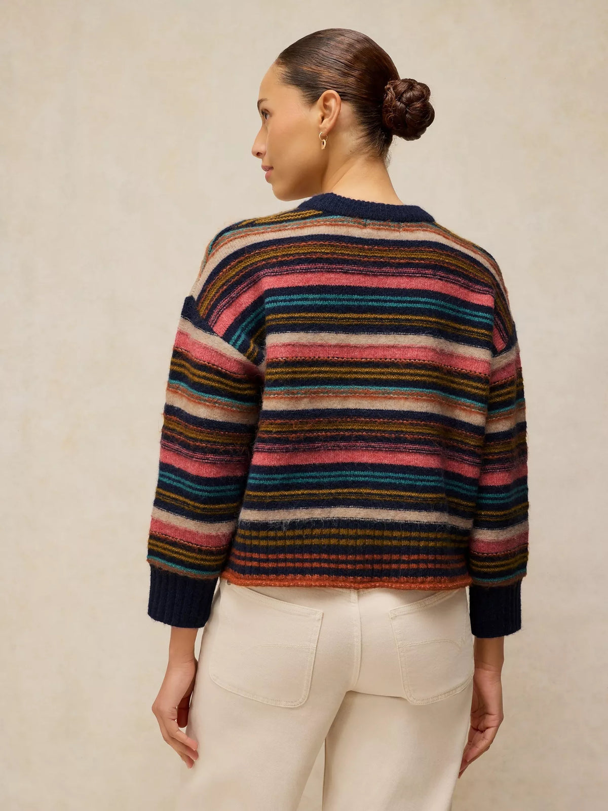 White Stuff Florence Stripe Jumper in Navy Multi back view