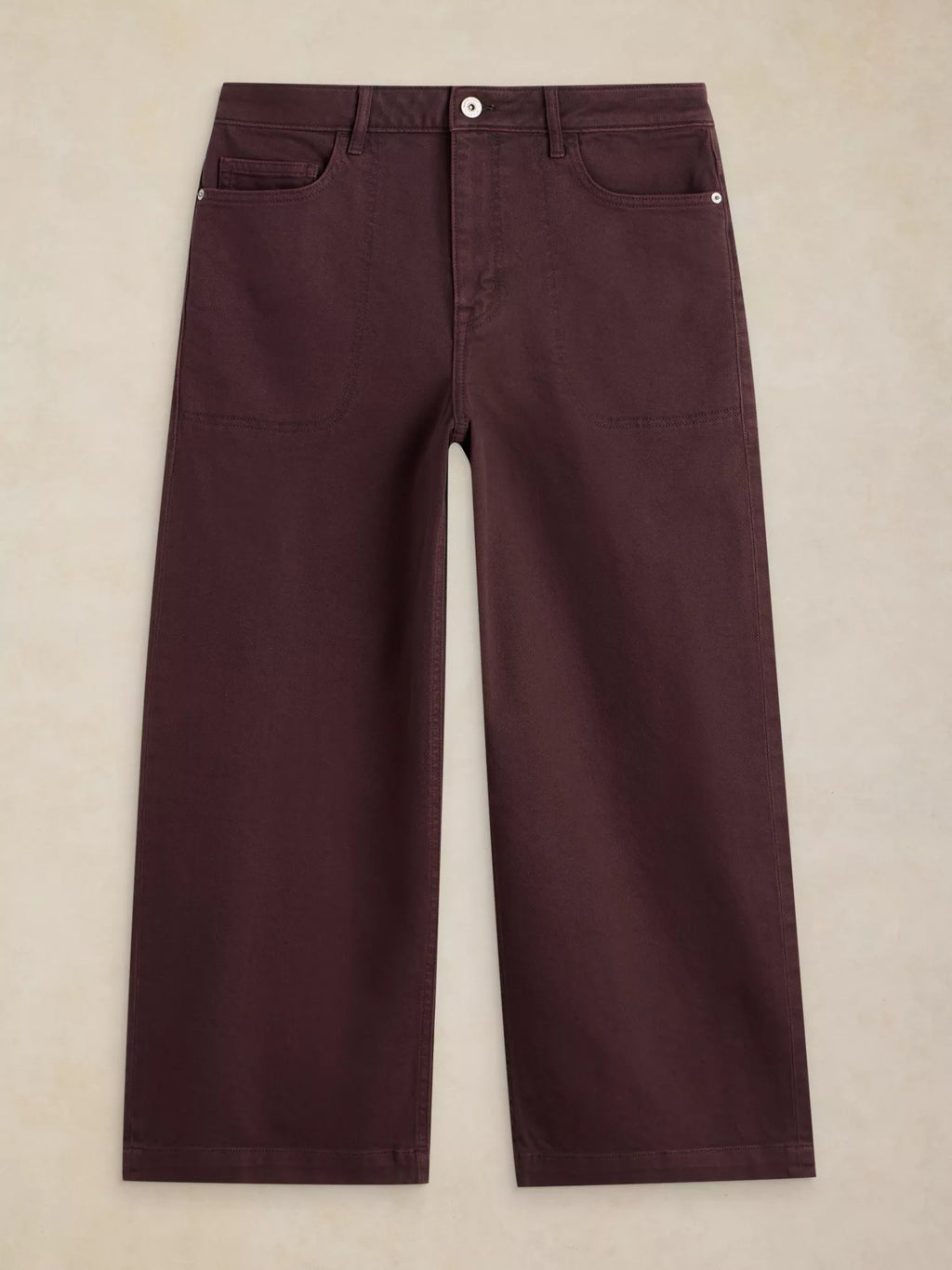 TIA brown WIDE LEG CROP JEAN  on a beige background