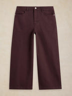 TIA brown WIDE LEG CROP JEAN  on a beige background
