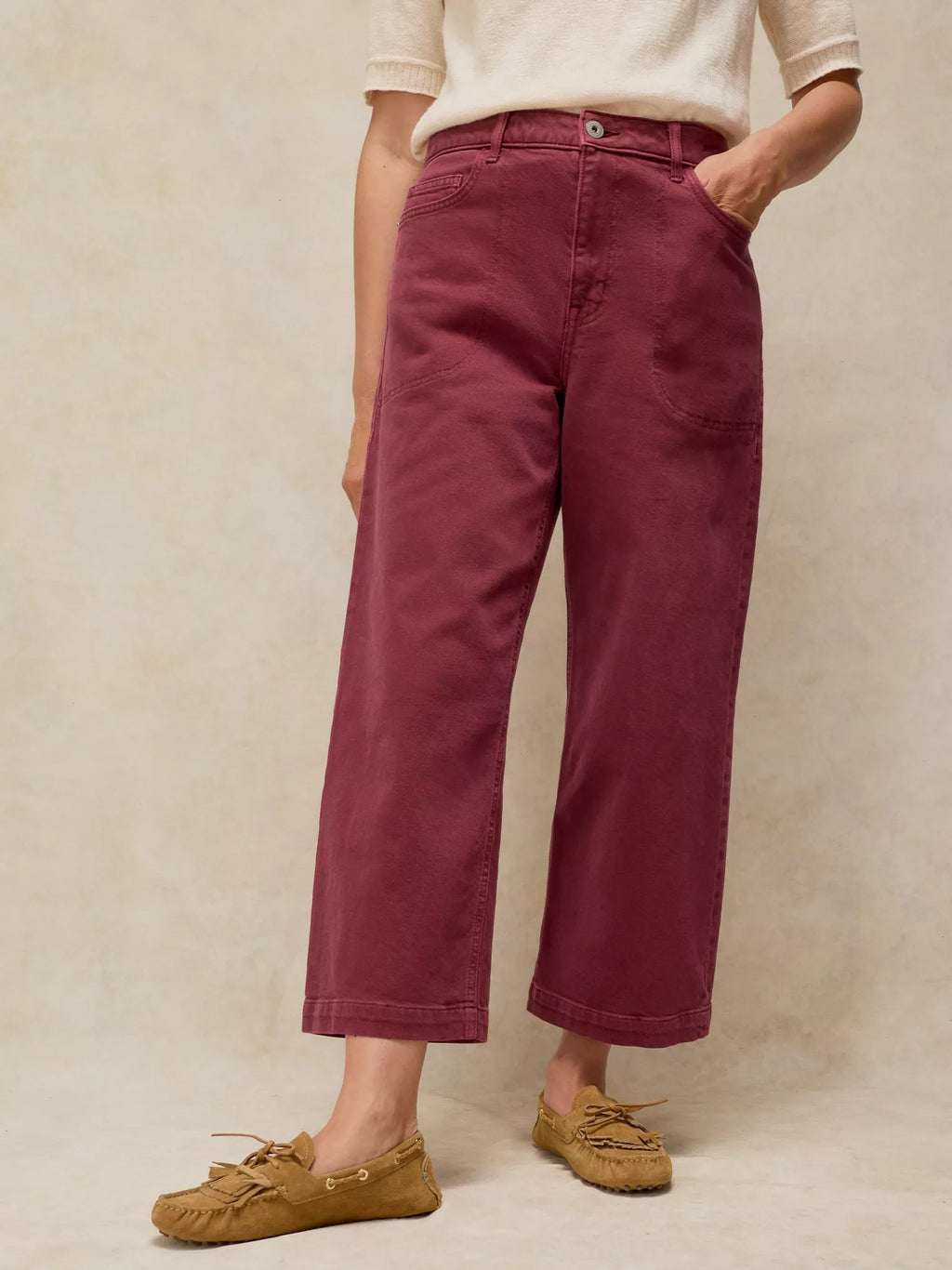 Tia Wide Leg Crop Jean – Dark Plum