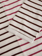 Kim Stripe Long Sleeve Tee flat zoomed on hand lay in Ivory Multi 