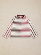 Kim Stripe Long Sleeve Tee flat lay in Ivory Multi