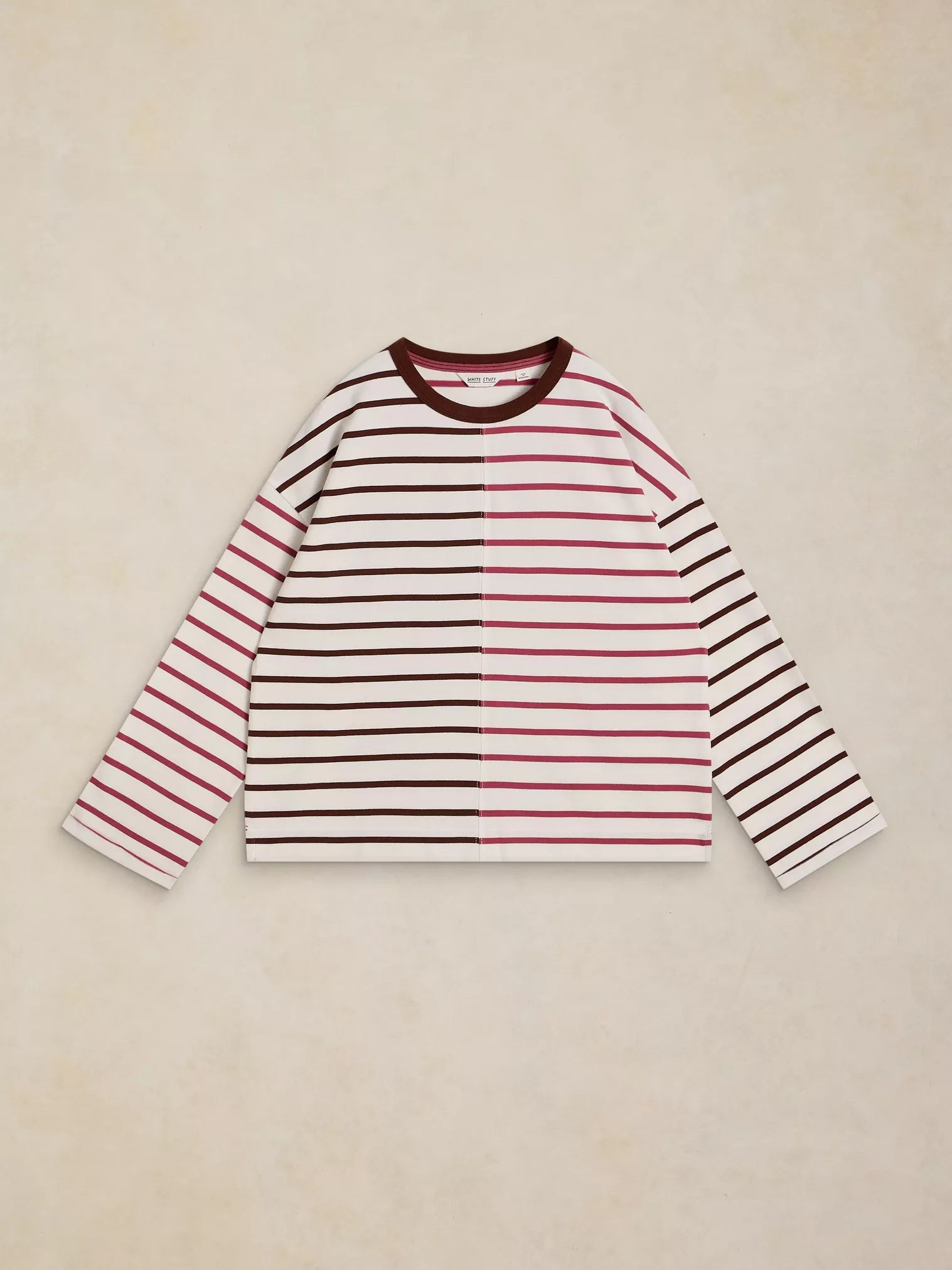 Kim Stripe Long Sleeve Tee flat lay in Ivory Multi