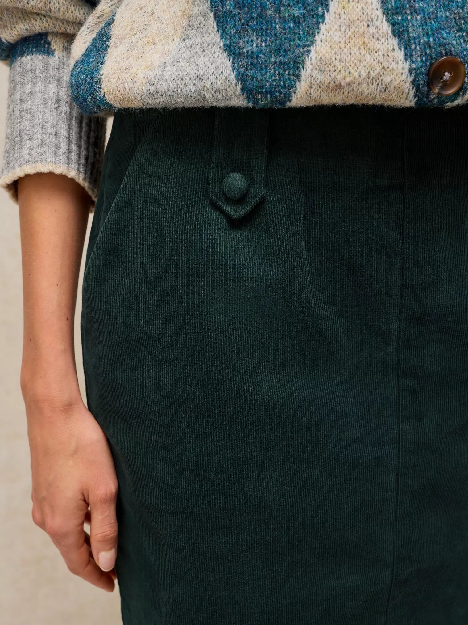 White Stuff Cora Cord Skirt – Dark Green