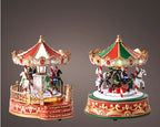 LED Winter Carnival Carousel with flashing multicolour lights, movement, and music – 23 cm indoor holiday scene decoration
