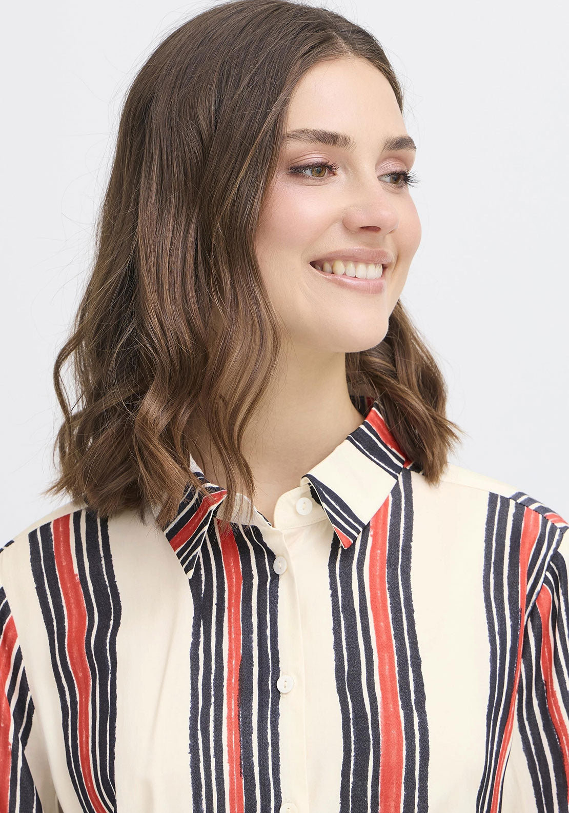 Fransa Alda Striped Button‑Up Shirt – Chic & Relaxed