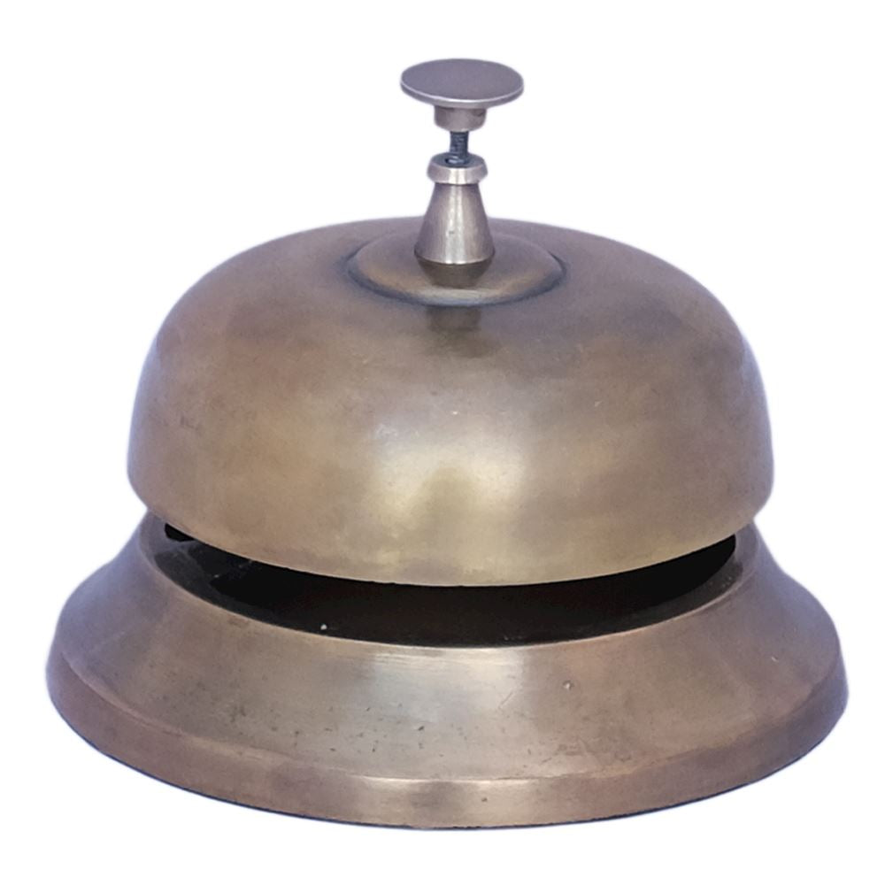 MEDIUM A/Q BRASS DESK BELL 12x12x9cm - Flemings Department Store
