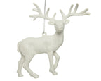 White glitter reindeer Christmas ornament with silver hanger