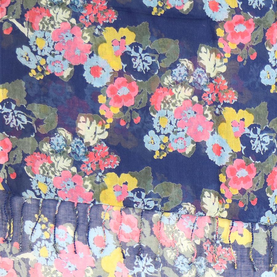 Navy and pink mix painted floral scarf with tassels - Flemings Department Store