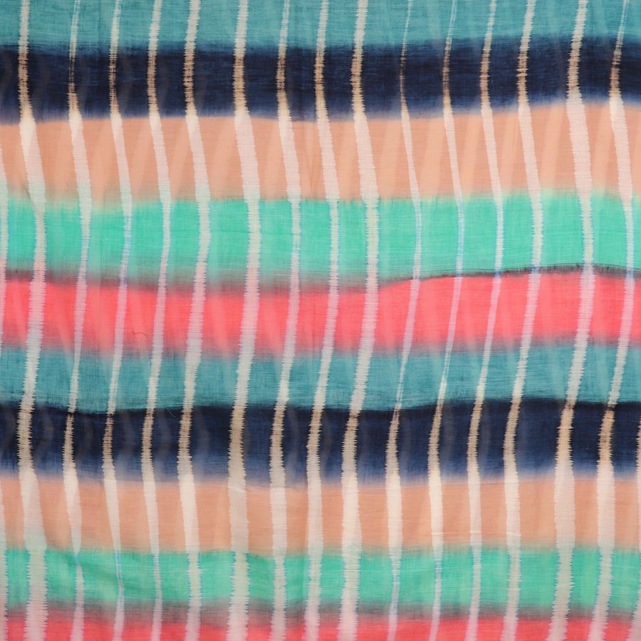 Organic cotton blue mix batik stripe scarf - Flemings Department Store