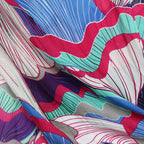 Bamboo viscose pink and blue mix tropical flower print scarf - Flemings Department Store