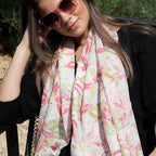 Pastel mix recycled lily print and metallic scarf - Flemings Department Store