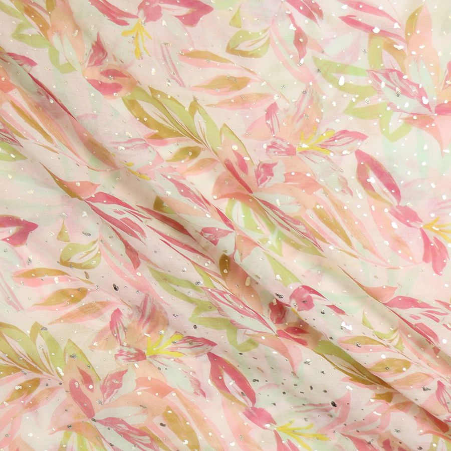 Pastel mix recycled lily print and metallic scarf - Flemings Department Store