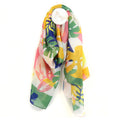 Recycled mustard mix monstera leaf print scarf - Flemings Department Store