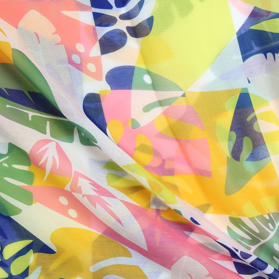 Recycled mustard mix monstera leaf print scarf - Flemings Department Store