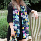 Recycled navy mix geo circle print scar - Flemings Department Store