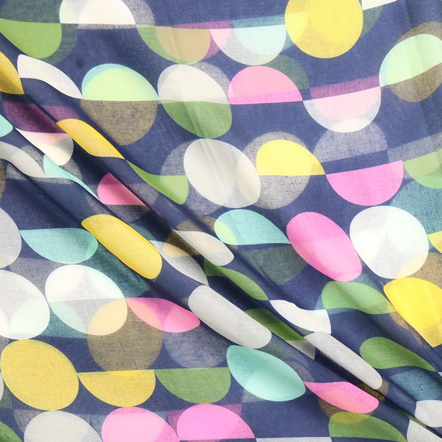 Recycled navy mix geo circle print scar - Flemings Department Store