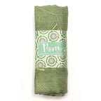 Recycled green and metallic gold ginkgo print scarf - Flemings Department Store