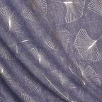 Recycled blue and metallic silver ginkgo print scarf - Flemings Department Store