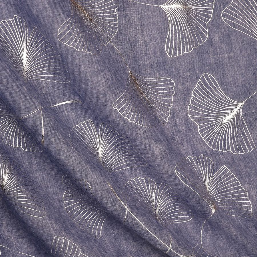 Recycled blue and metallic silver ginkgo print scarf - Flemings Department Store