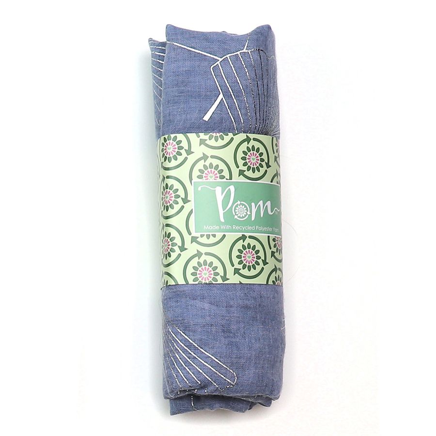 Recycled blue and metallic silver ginkgo print scarf - Flemings Department Store