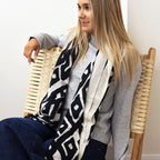 Amber Ecru and Black Mix Abstract Geo Print Scarf
