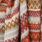 Zadie Rust and Taupe Mix Zigzag Stripe Scarf with Fringe