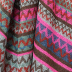 Zadie Neon Pink and Brown Mix Zigzag Stripe Scarf with Fringe