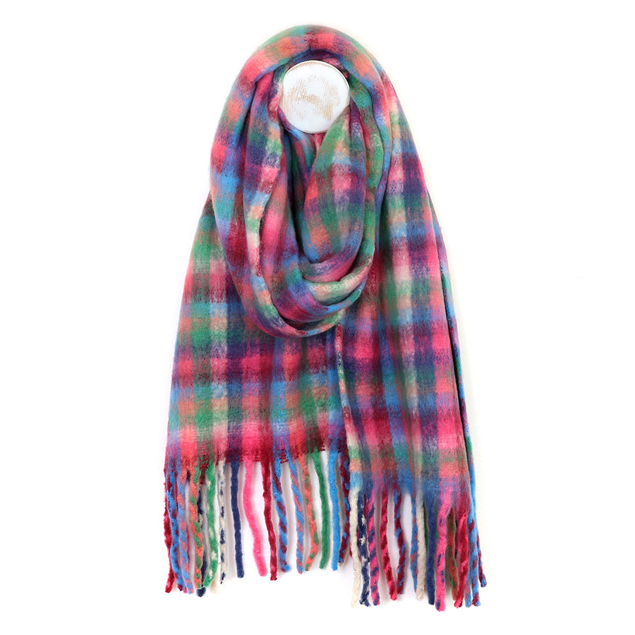 Molly Blue, Green and Pink Mix Cosy Small Check Scarf