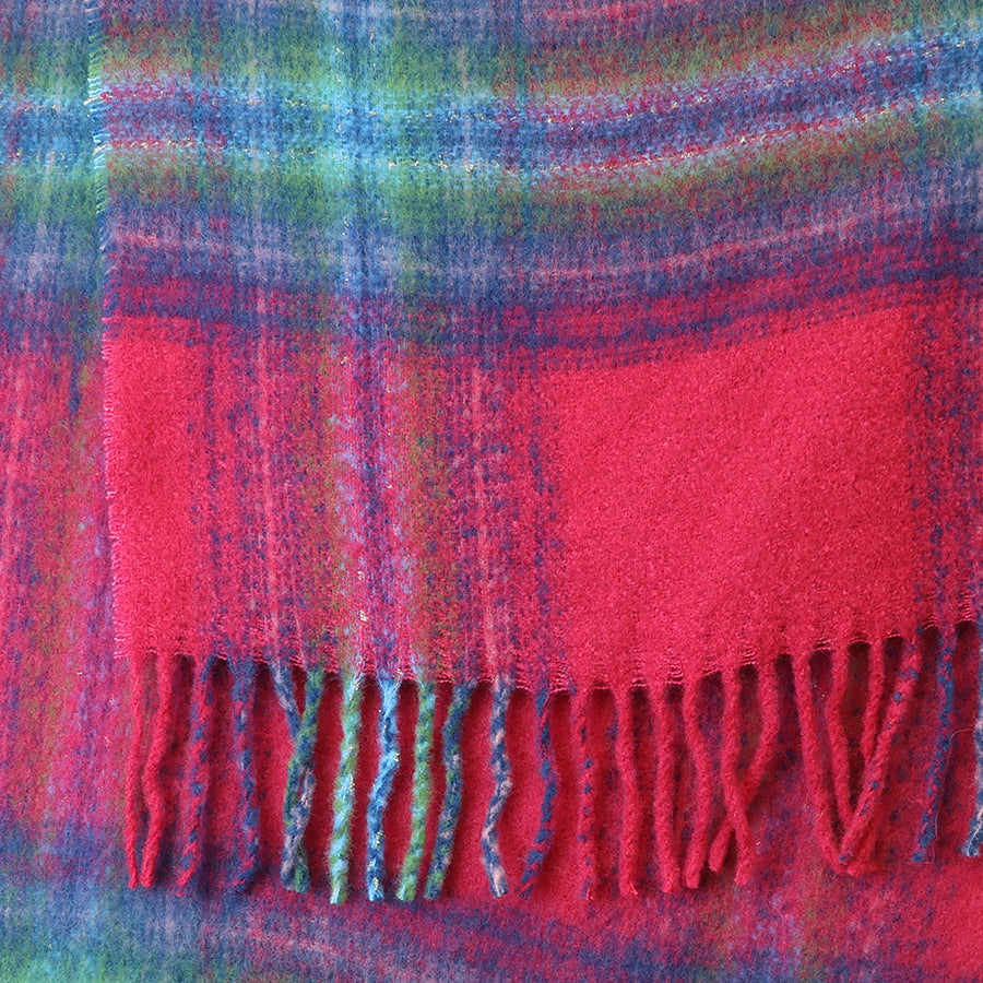 Lottie Rust Mix Animal Print Sequin Scarf with Frayed Edges