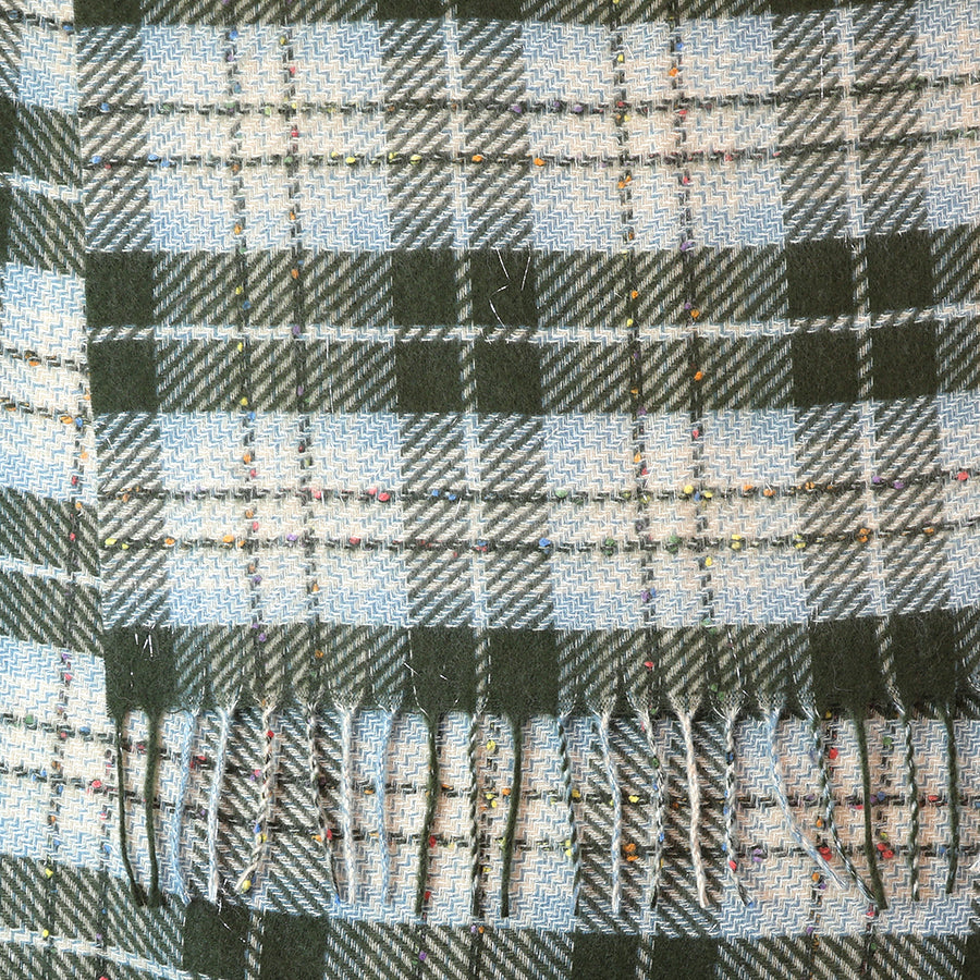 Olivia Dark Khaki Mix Tartan Weave Scarf with Metallic Thread